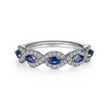 Gabriel & Co. LR52021W45SA 14K White Gold Diamond and Sapphire Twisted Ring