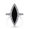 Gabriel & Co. LR52036W45OX 14K White Gold Diamond and Onyx Marquise Statement Ring