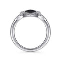 Gabriel & Co. LR52036W45OX 14K White Gold Diamond and Onyx Marquise Statement Ring