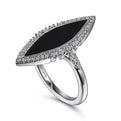 Gabriel & Co. LR52036W45OX 14K White Gold Diamond and Onyx Marquise Statement Ring