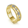 Gabriel & Co. LR52199Y45JJ 14K Yellow Gold Diamond and Bujukan Bead Ring