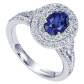 Gabriel & Co. LR6624W44SA 14K White Gold Oval Sapphire and Double Halo Diamond Ring