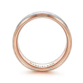 Gabriel & Co. MBH0120-80T4JJJ 14K White-Rose Gold 8mm Satin Beveled Edge Men's Wedding Band