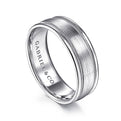 Gabriel & Co. MBH0133-70W4JJJ 14K White Gold 7mm - Satin Milgrain Channel Polished Edge Men's Wedding Band