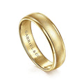 Gabriel & Co. MBH0164-60Y4JJJ 14K Yellow Gold 6mm - Sandblast Polished Edge Men's Wedding Band