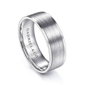 Gabriel & Co. MBL0143-70W4JJJ 14K White Gold 7mm - Satin Finish and Polished Edge Men's Wedding Band