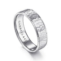 Gabriel & Co. MBL0146-60W4JJJ 14K White Gold 6mm - Hammered Center and Polished Edge Men's Wedding Band