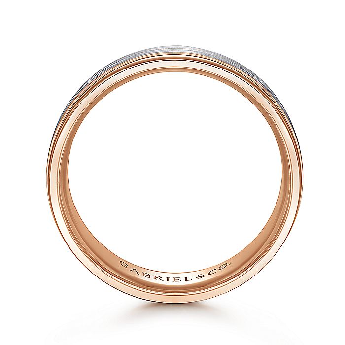 Gabriel & Co. MBM0100-70T4JJJ 14K White-Rose Gold 7mm - Satin Finish Center and Polished Edge Men's Wedding Band