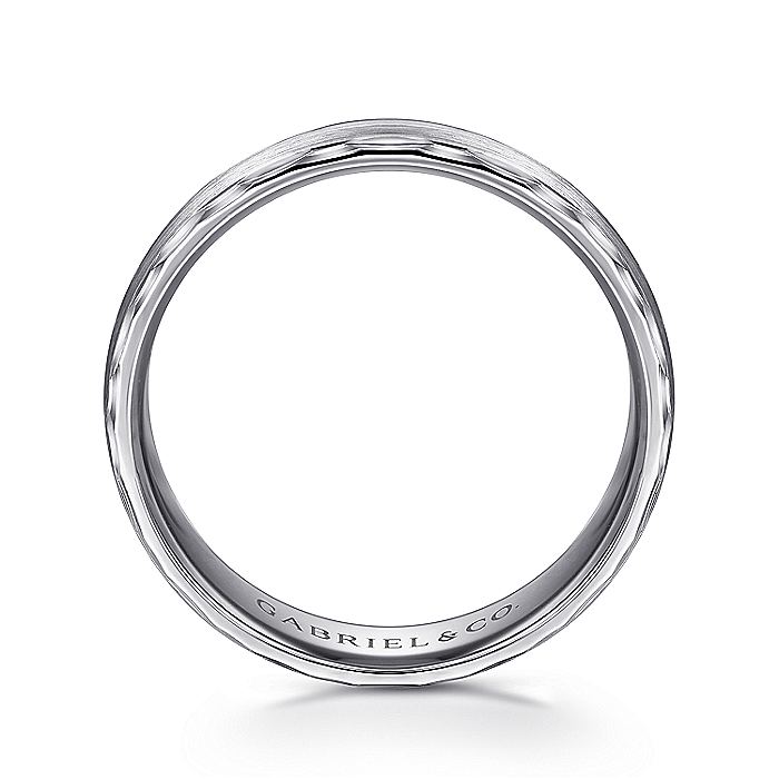 Gabriel & Co. MBM0105-60W4JJJ 14K White Gold 6mm - Diamond Coin Cut Edge Satin Finish Men's Wedding Band