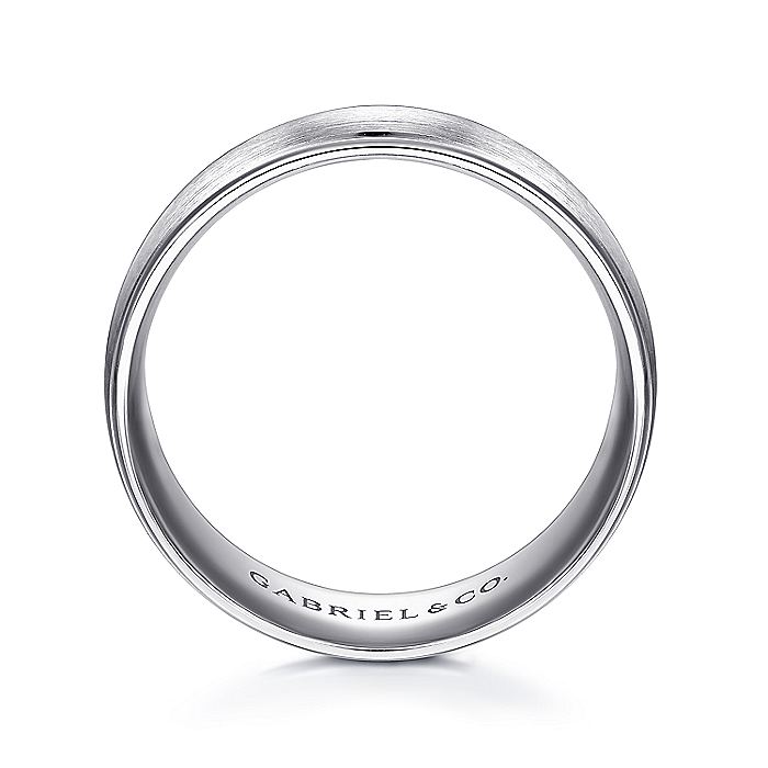 Gabriel & Co. MBM0107-80W4JJJ 14K White Gold 8mm - Satin Center and Polished Edge Men's Wedding Band