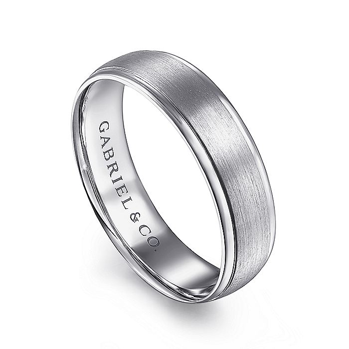 Gabriel & Co. MBM0115-60W4JJJ 14K White Gold 6mm - Rounded Satin Polished Edge Men's Wedding Band