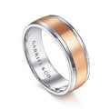 Gabriel & Co. MBM0172-70T4JJJ 14K White-Rose Gold 7mm - Satin Center Men's Wedding Band