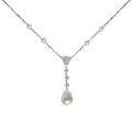 Gabriel & Co. NK1156W45PL 14K White Gold Diamond and Cultured Pearl Y Knot Necklace