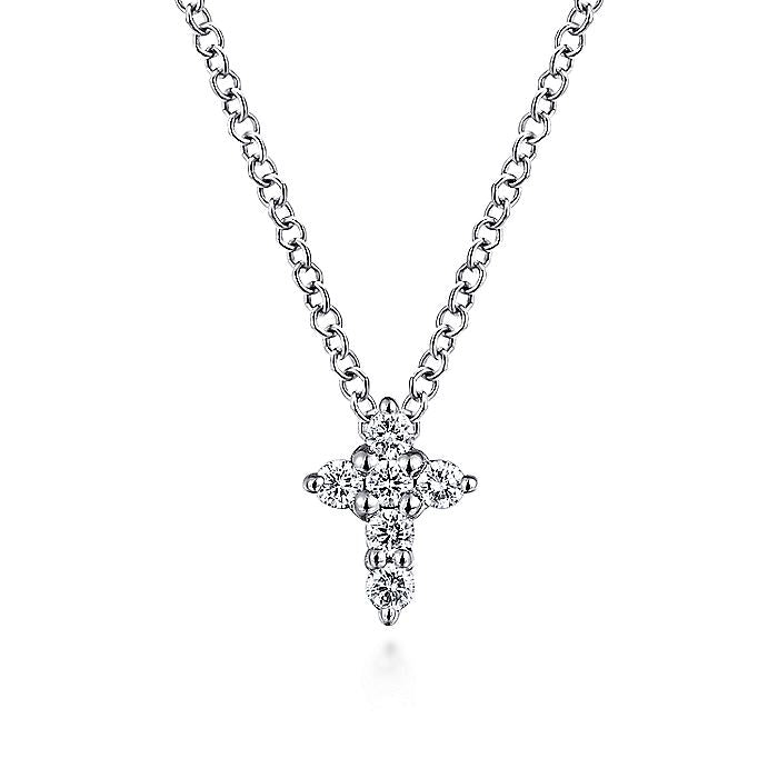 Gabriel & Co. NK1370W45JJ 14K White Gold Diamond Cross Necklace