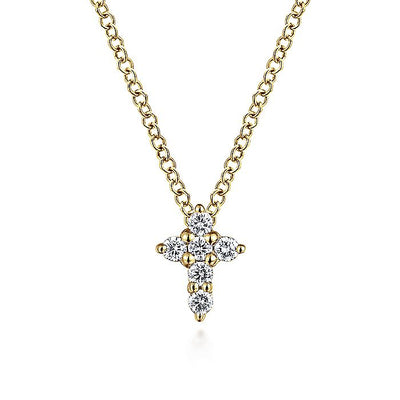 Gabriel & Co. NK1370Y45JJ 14K Yellow Gold Diamond Cross Pendant Necklace