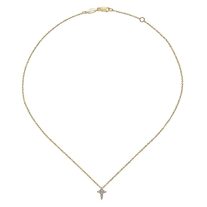 Gabriel & Co. NK1370Y45JJ 14K Yellow Gold Diamond Cross Pendant Necklace