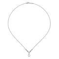 Gabriel & Co. NK1420W45PL 14K White Gold Cultured Pearl and Diamond Accent Necklace