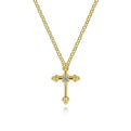 Gabriel & Co. NK1695Y45JJ 14K Yellow Gold Beaded Diamond Cross Pendant Necklace