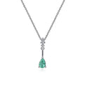 Gabriel & Co. NK1824W45EB 14K White Gold Pear Shaped Emerald and Diamond Drop Pendant Necklace