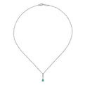 Gabriel & Co. NK1824W45EB 14K White Gold Pear Shaped Emerald and Diamond Drop Pendant Necklace