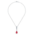 Gabriel & Co. NK1824W45RB 14K White Gold Pear Shaped Ruby and Diamond Drop Pendant Necklace