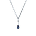 Gabriel & Co. NK1824W45SB 14K White Gold Pear Shaped Sapphire and Diamond Drop Pendant Necklace