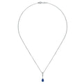 Gabriel & Co. NK1824W45SB 14K White Gold Pear Shaped Sapphire and Diamond Drop Pendant Necklace