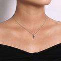 Gabriel & Co. NK1881W45JJ 14K White Gold Diamond Cross Pendant Necklace