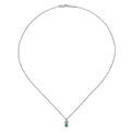 Gabriel & Co. NK2070W45EB 14K White Gold Emerald and Diamond Teardrop Pendant Necklace