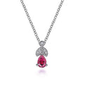 Gabriel & Co. NK2070W45RB 14K White Gold Ruby and Diamond Teardrop Pendant Necklace