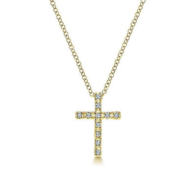 Gabriel & Co. NK2658Y45JJ 18 inch 14K Yellow Gold Diamond Cross Pendant Necklace