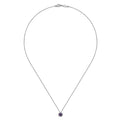 Gabriel & Co. NK2824W45AM 14K White Gold Amethyst and Diamond Halo Pendant Necklace