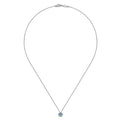 Gabriel & Co. NK2824W45BT 14K White Gold Round Swiss Blue Topaz and Diamond Halo Pendant Necklace