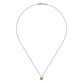 Gabriel & Co. NK2824W45CT 14K White Gold Round Citrine and Diamond Halo Pendant Necklace