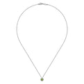 Gabriel & Co. NK2824W45PE 14K White Gold Peridot and Diamond Halo Pendant Necklace