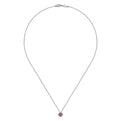 Gabriel & Co. NK2824W45RA 14K White Gold Ruby and Diamond Halo Pendant Necklace