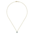 Gabriel & Co. NK2824Y45BT 14K Yellow Gold Round Swiss Blue Topaz and Diamond Halo Pendant Necklace