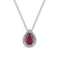 Gabriel & Co. NK3603W45RA 18 inch 14K White Gold Pear Shaped Ruby and Diamond Halo Pendant Necklace