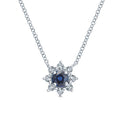 Gabriel & Co. NK3952W45SA 18 inch 14K White Gold Sapphire and Diamond Halo Floral Pendant Necklace