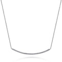 Gabriel & Co. NK4274W45JJ 18 inch 14K White Gold Diamond Pavé Curved Bar Necklace