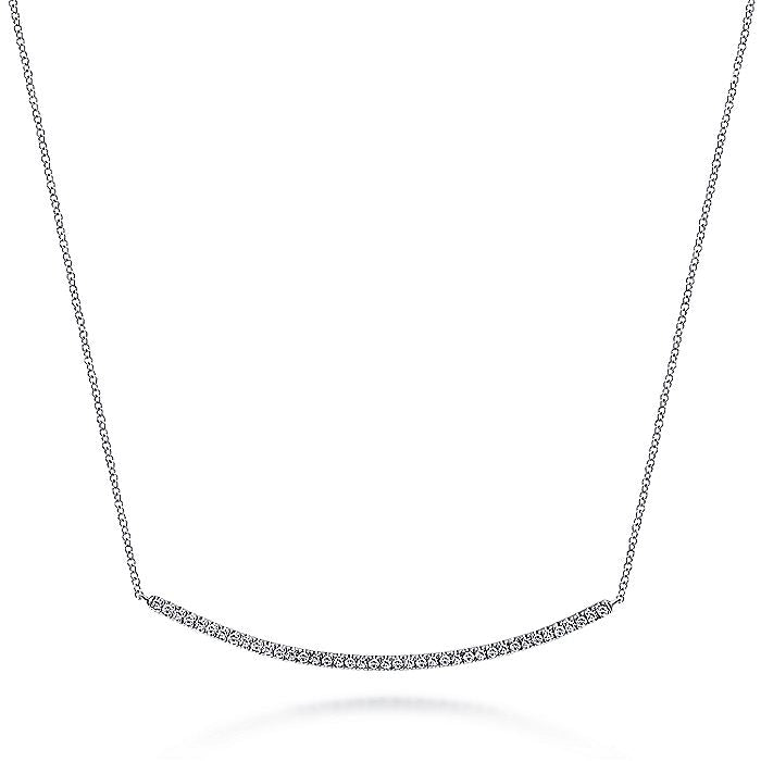 Gabriel & Co. NK4274W45JJ 18 inch 14K White Gold Diamond Pavé Curved Bar Necklace