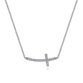 Gabriel & Co. NK4346W45JJ 14K White Gold Sideways Curved Diamond Cross Necklace