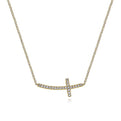 Gabriel & Co. NK4346Y45JJ 14K Yellow Gold Sideways Curved Diamond Cross Necklace