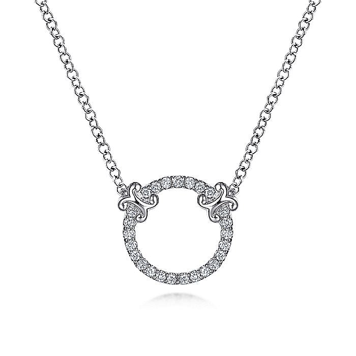 Gabriel & Co. NK4606W45JJ 14K White Gold Open Diamond Circle Pendant Necklace