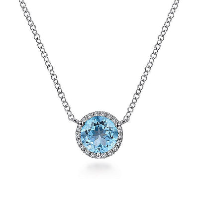 Gabriel & Co. NK4616W45BT 14K White Gold BT - Swiss Blue Topaz Necklace