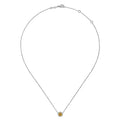 Gabriel & Co. NK4616W45CT 14K White Gold Round Citrine and Diamond Halo Pendant Necklace