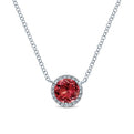 Gabriel & Co. NK4616W45GN 14K White Gold Round Garnet and Diamond Halo Pendant Necklace