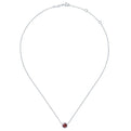 Gabriel & Co. NK4616W45GN 14K White Gold Round Garnet and Diamond Halo Pendant Necklace