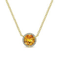 Gabriel & Co. NK4616Y45CT 14K Yellow Gold Round Citrine and Diamond Halo Pendant Necklace