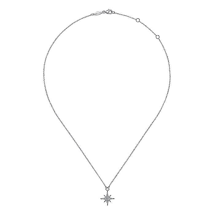 Gabriel & Co. NK4847W45JJ 14K White Gold Diamond Starburst Pendant Necklace